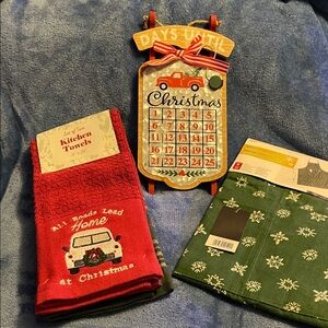 Christmas Countdown Calendar  Kitchen Towel Set & Apron